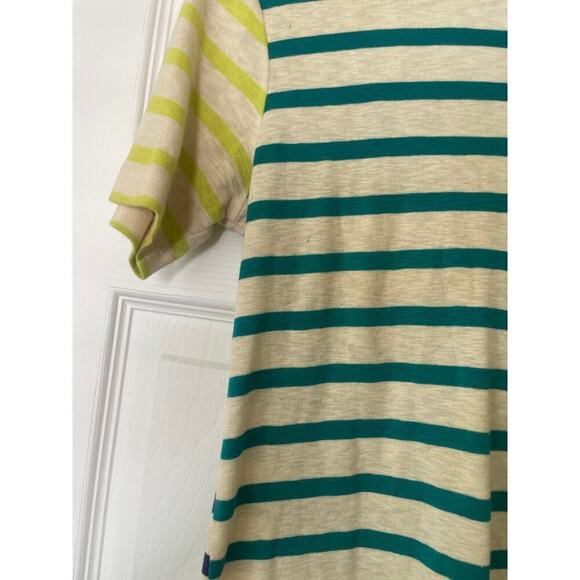 French Connection Green Blue Striped 100% Cotton Short Sleeve T-Shirt • Sz XS ⬇️ - Picture 3 of 4